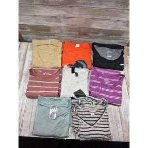 Lot of 8 Womens Tops T Shirts Various Brands Size L Casual Basic Everyday Bundle
